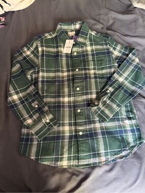 Crewcuts Green and Blue Plaid Button-Down Shirt